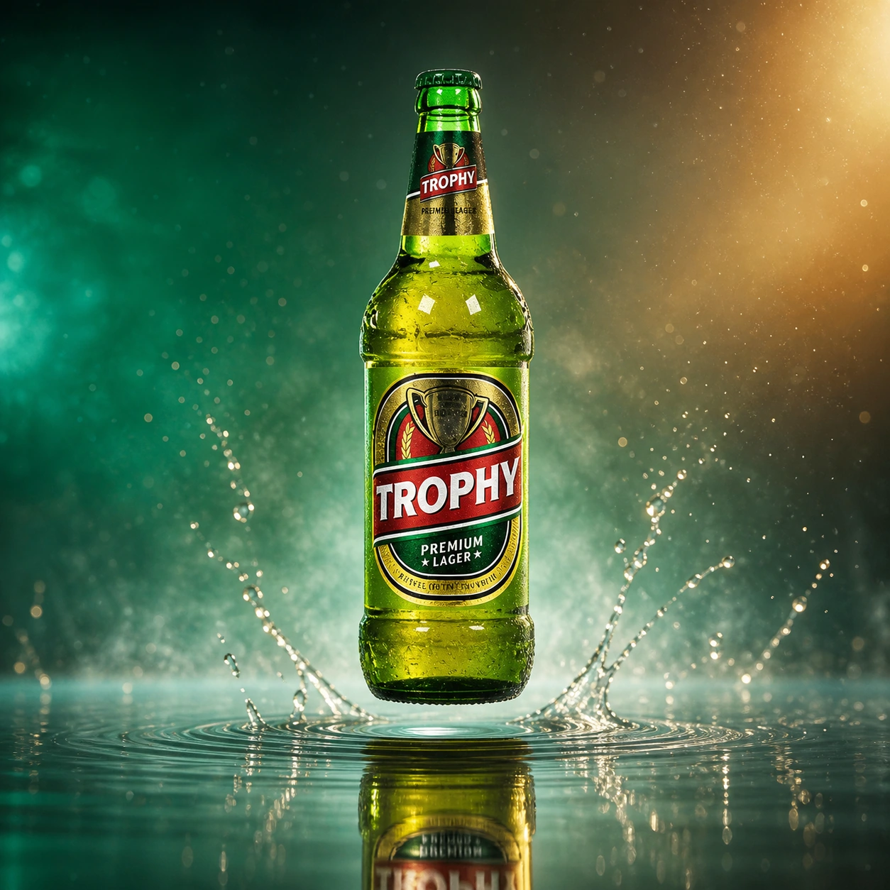 Trophy Premium Lager bottle presentation