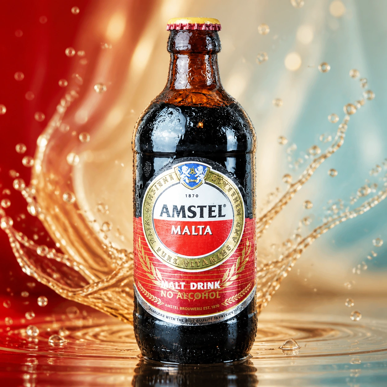 Amstel Malta bottle presentation