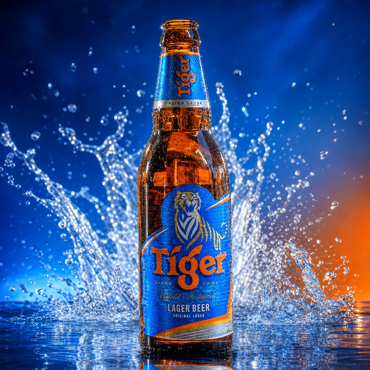 Tiger Lager bottle presentation